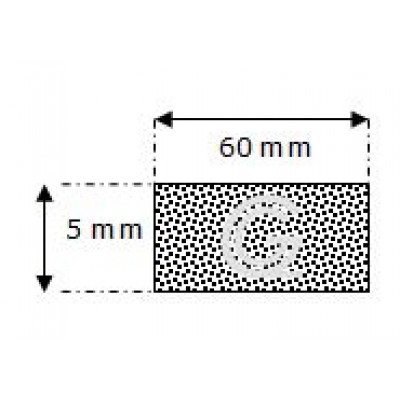 Rechthoekig mosrubber snoer | 5 x 60 mm | per meter